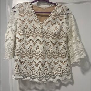 Skies Are Blue White Lace Blouse